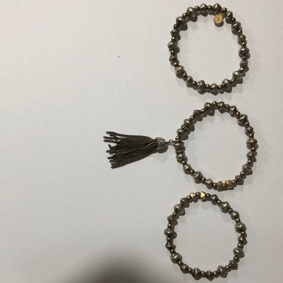 Stella & Dot Milana Rhinestone Pave Tassel Bracelet Set - Picture 2 of 7